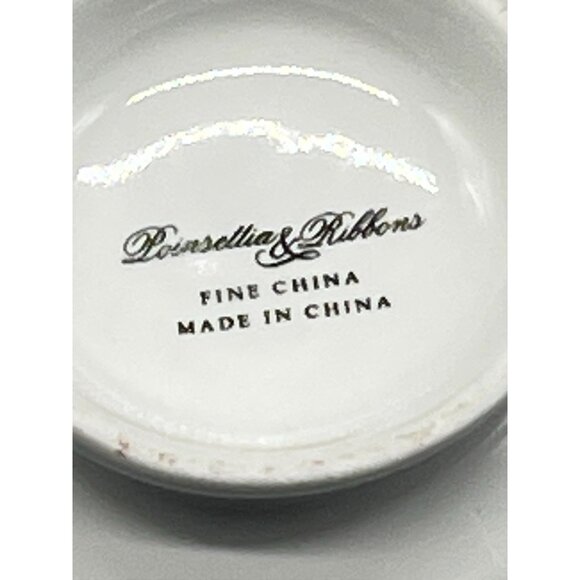 Poinsettia Ribbons Christmas tea cup white gold trim red flower ribbon READ - Picture 2 of 5